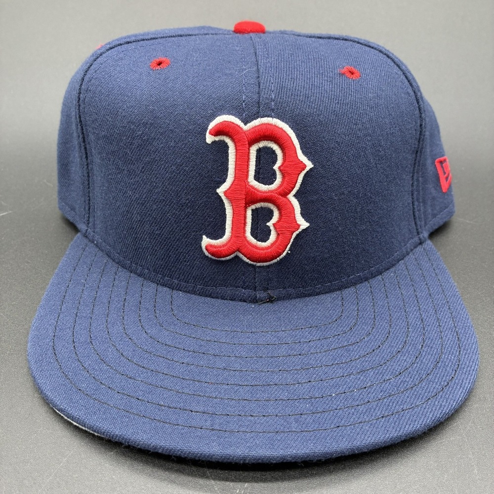 Vintage Boston Red Sox New Era Fitted Hat Size 7 Navy Wool Made in USA MLB